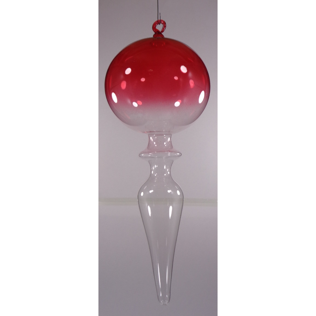 Gradient Red & Clear Christmas Balls 6pcs Set Handblown Glass Christmas Decor for Tree