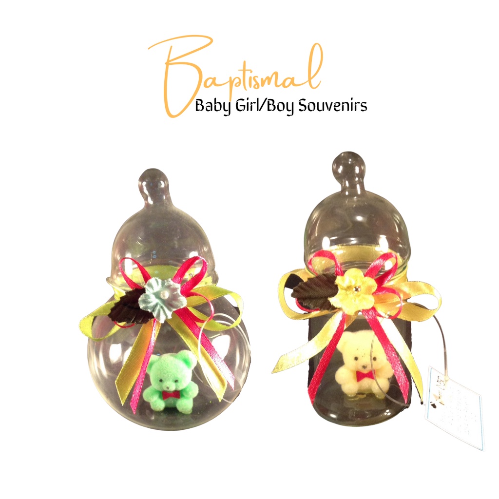 Teddy Bear in Glass Canister Baptismal Souvenir and Giveaways