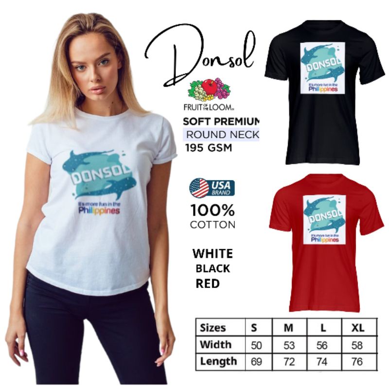 Donsol Fruit of the Loom T-Shirt Round Neck 100% Cotton