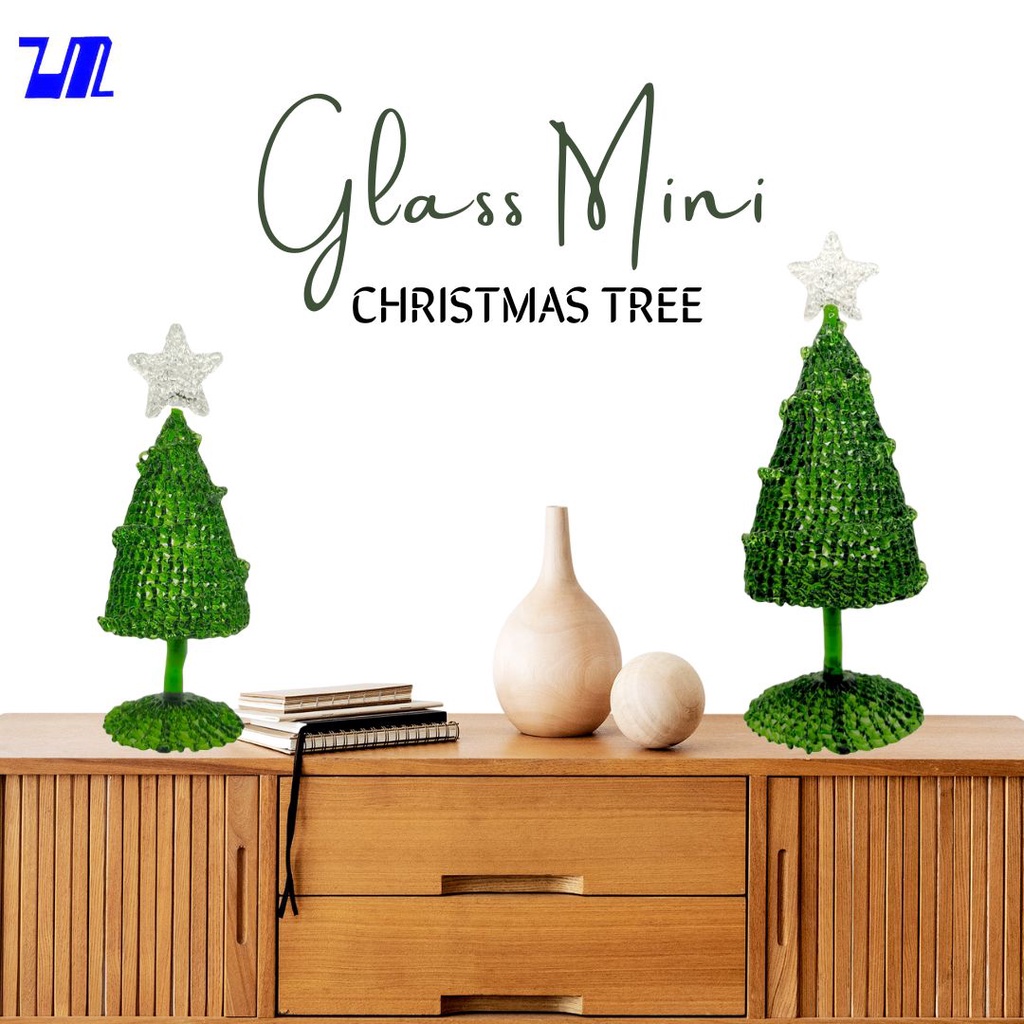 Mini Glass Christmas Tree for Table Decor