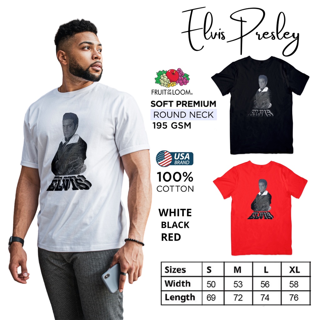 Elvis Presley Fruit of the Loom T-Shirt Round Neck 100% Cotton