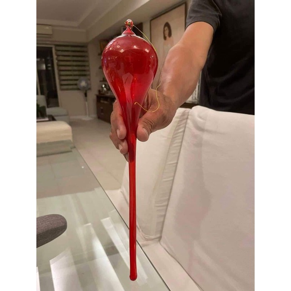 Glass Christmas Ornament Long Pointed Red 18 Inches