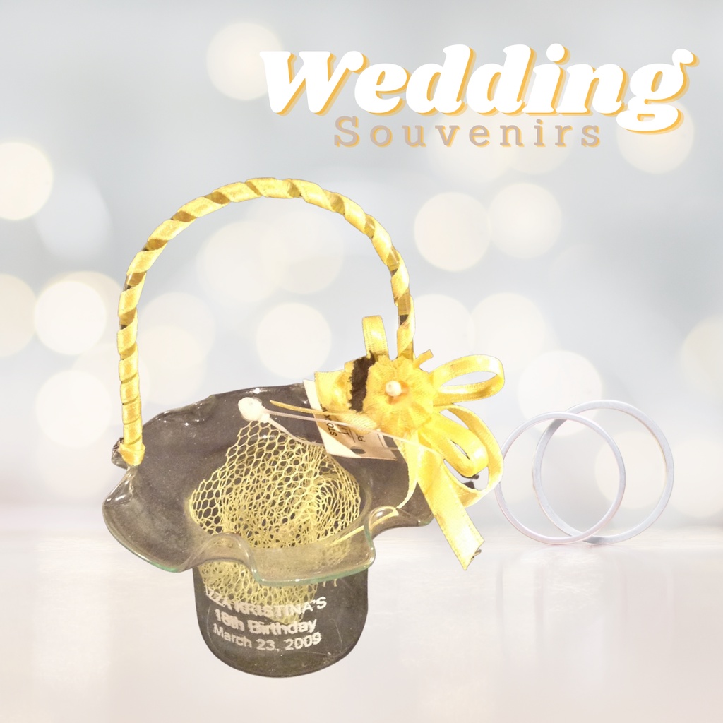 Glass Basket Wedding Souvenir & Giveaways (Minimum of 20 pcs)