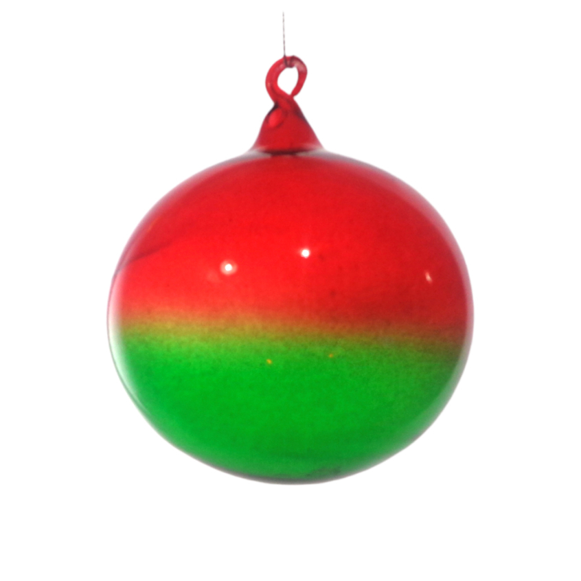 Gradient Red & Green Christmas Balls 6pcs Set Handblown Glass Christmas Decor for Tree
