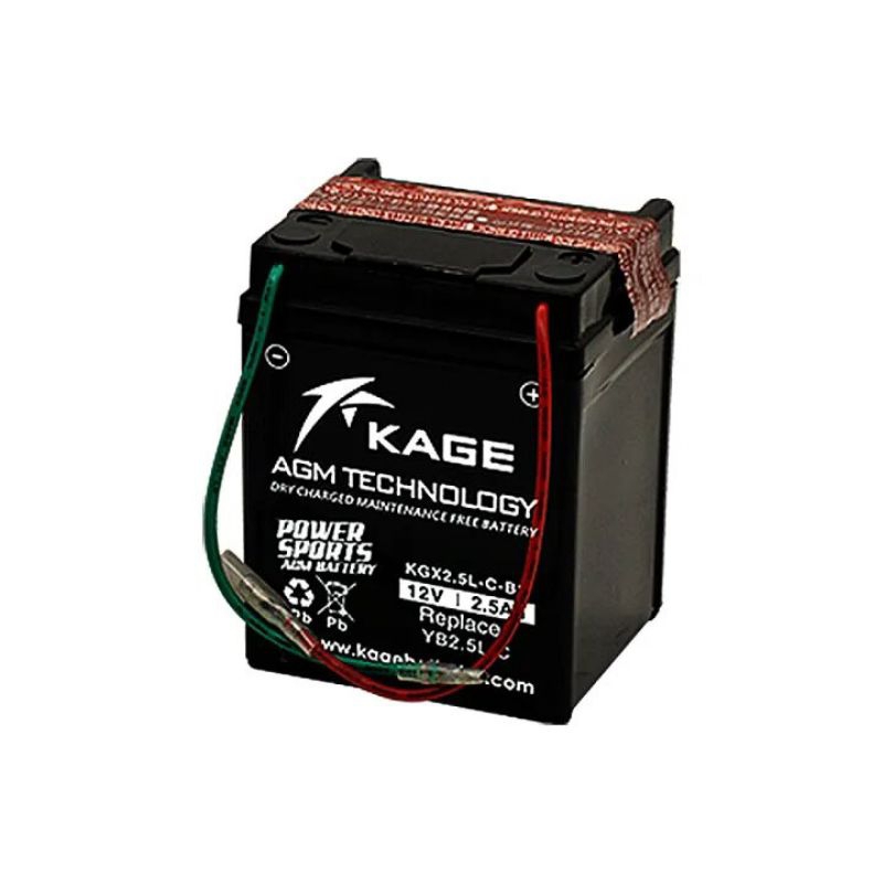 KAGE KGX2.5L-C-BS Maintenance-Free Motorcycle Battery (YB2.5L-C)