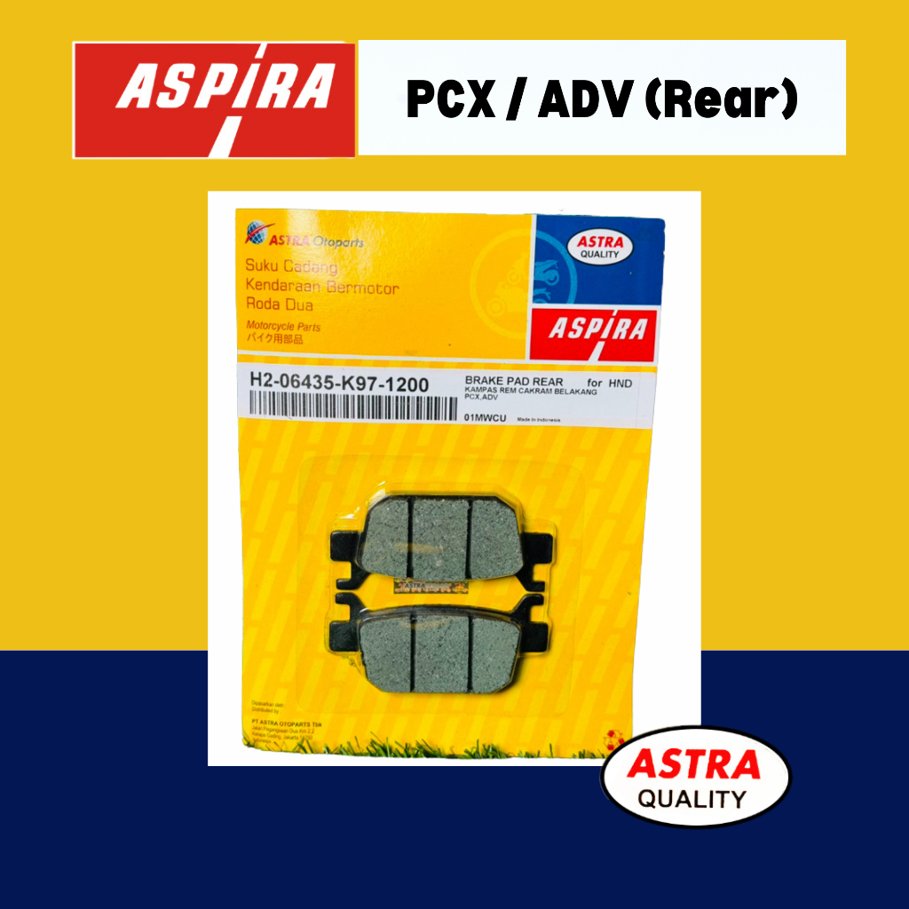 ASPIRA Break Pads for Honda PCX and ADV (Rear)