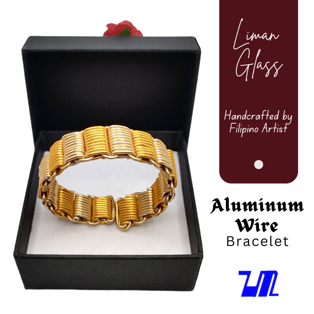Adjustable Wire Bangle Bracelet Gold for Woman Handmade with Jewelry Box