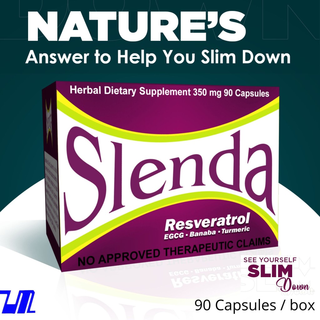 Slenda Herbal Dietary Weight Loss Fat Burning Supplement 350mg Capsules Blister Pack of 90