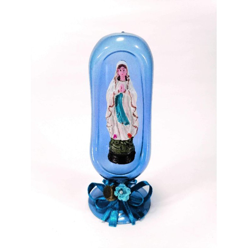 Mama Mary Statue Religious Figurines Home Decor Accents in Glass Dome