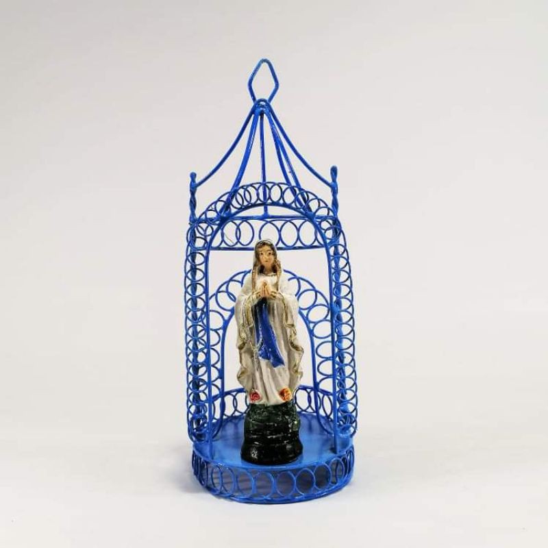 Mama Mary Statue Religious Figurines Home Decor Accents in Tin House Blue