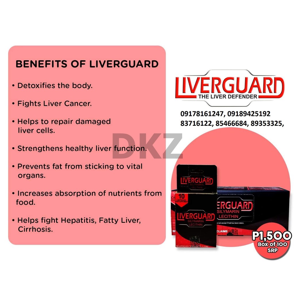 Liverguard The Liver Defender Silymarin Lecithin Supplement Box of 100