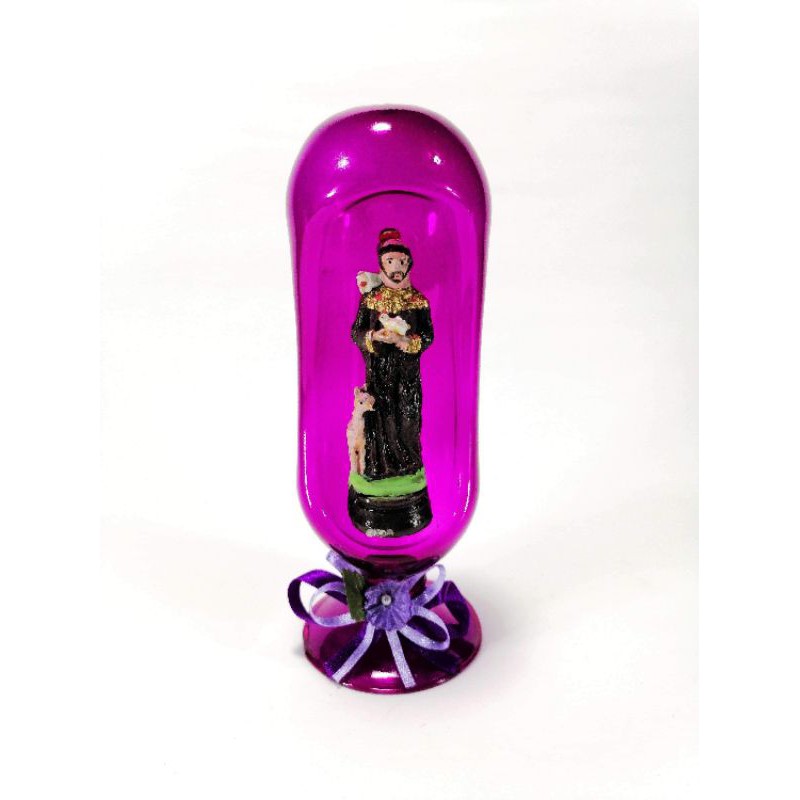 Saint Anthony De Padua Religious Figurines Home Decor Accents in Glass Dome Purple