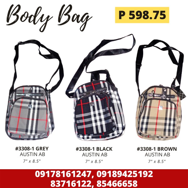Arnaldo Bassini Body Bag Black, Grey, Brown (3008)