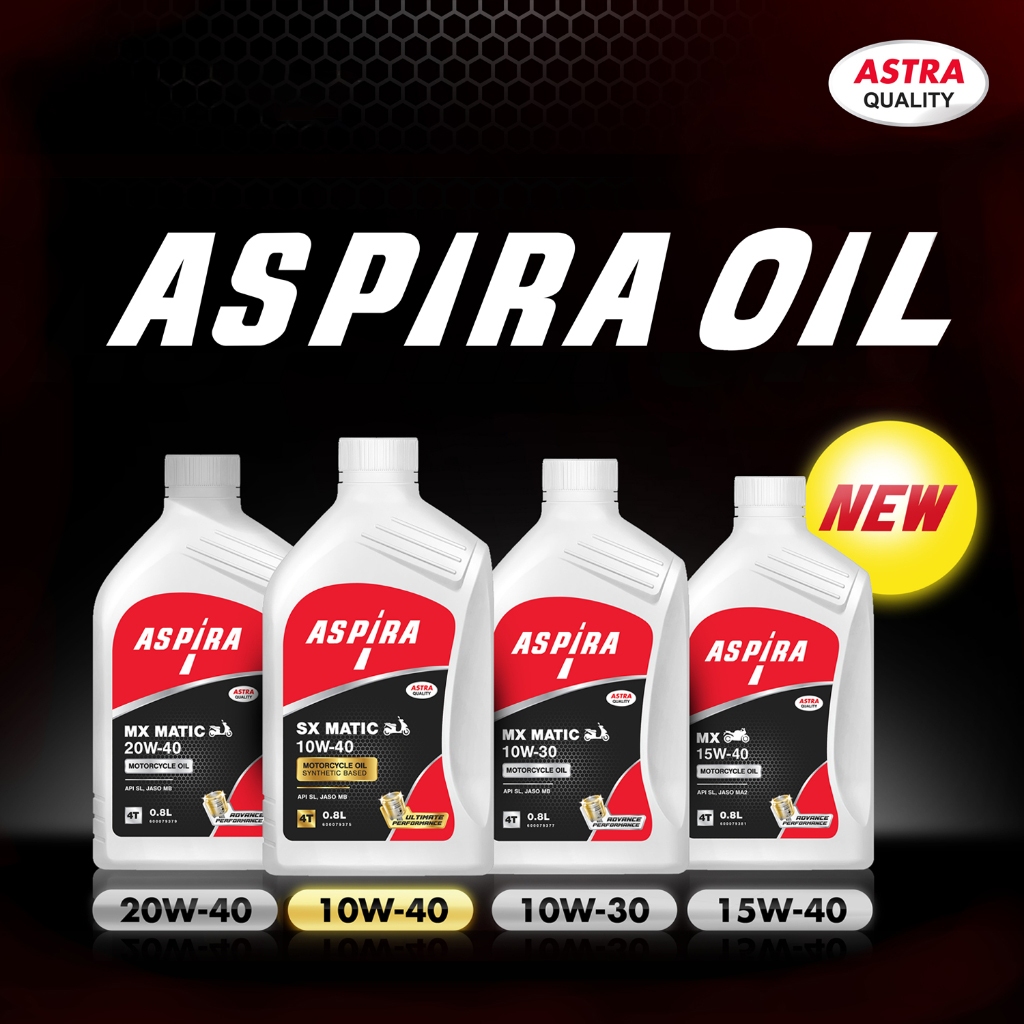 Aspira Motorcycle Oil MX Matic 4T 10W-30/ 10W-40 / 15W-40 / 20W-40 - Motorcycle & Scooter Oil - 0.8L