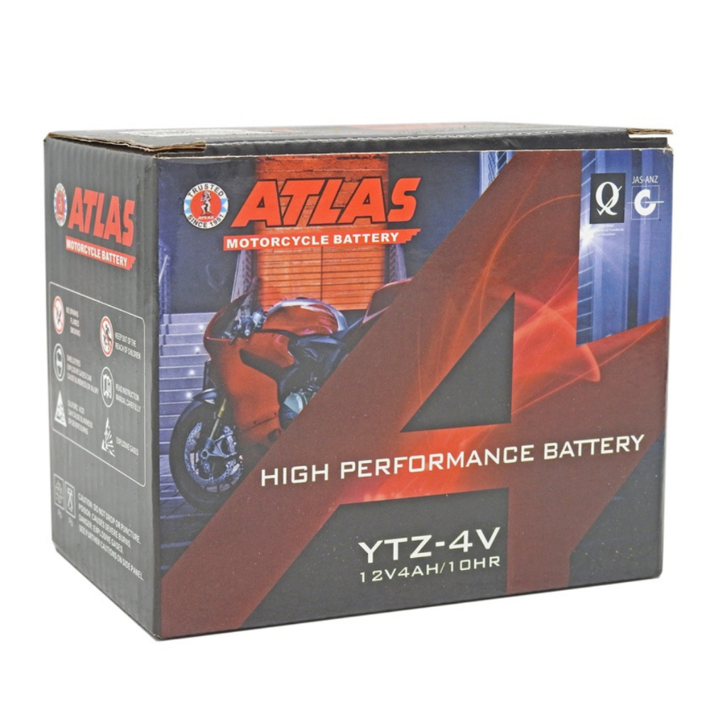 Atlas YTZ4V Maintenance Free (Fully Sealed) Motorcycle Battery