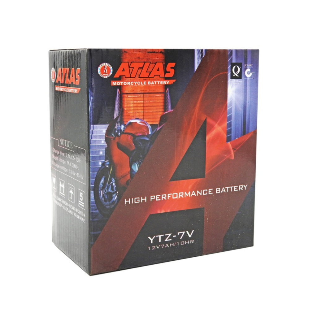 Atlas YTZ7V Maintenance Free (Fully Sealed) Motorcycle Battery