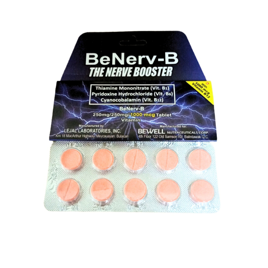BeNerv-B Vitamin B1 + B6 + B12 10's Tablets for Nerve Supplement
