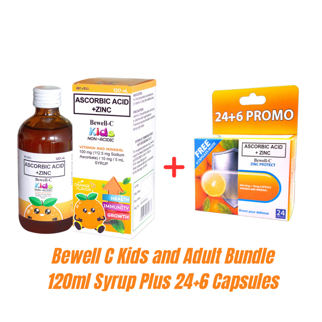 Bewell C Kids and Adult Bundle 120ml Syrup Plus 24+6 Capsules - Boost for Immunity