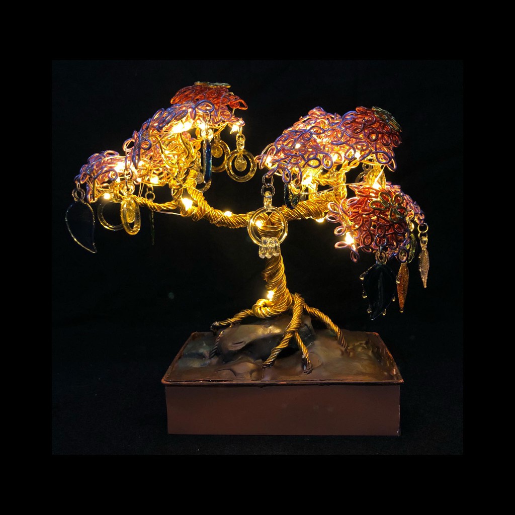 LED Night Light Mini Christmas Tree Gold Aluminum Wire Lamp For Home Kids Bedroom Decor Fairy Light