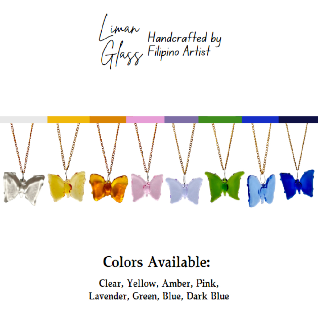 Glass Mini Butterfly Pendants w/ Design Gold String