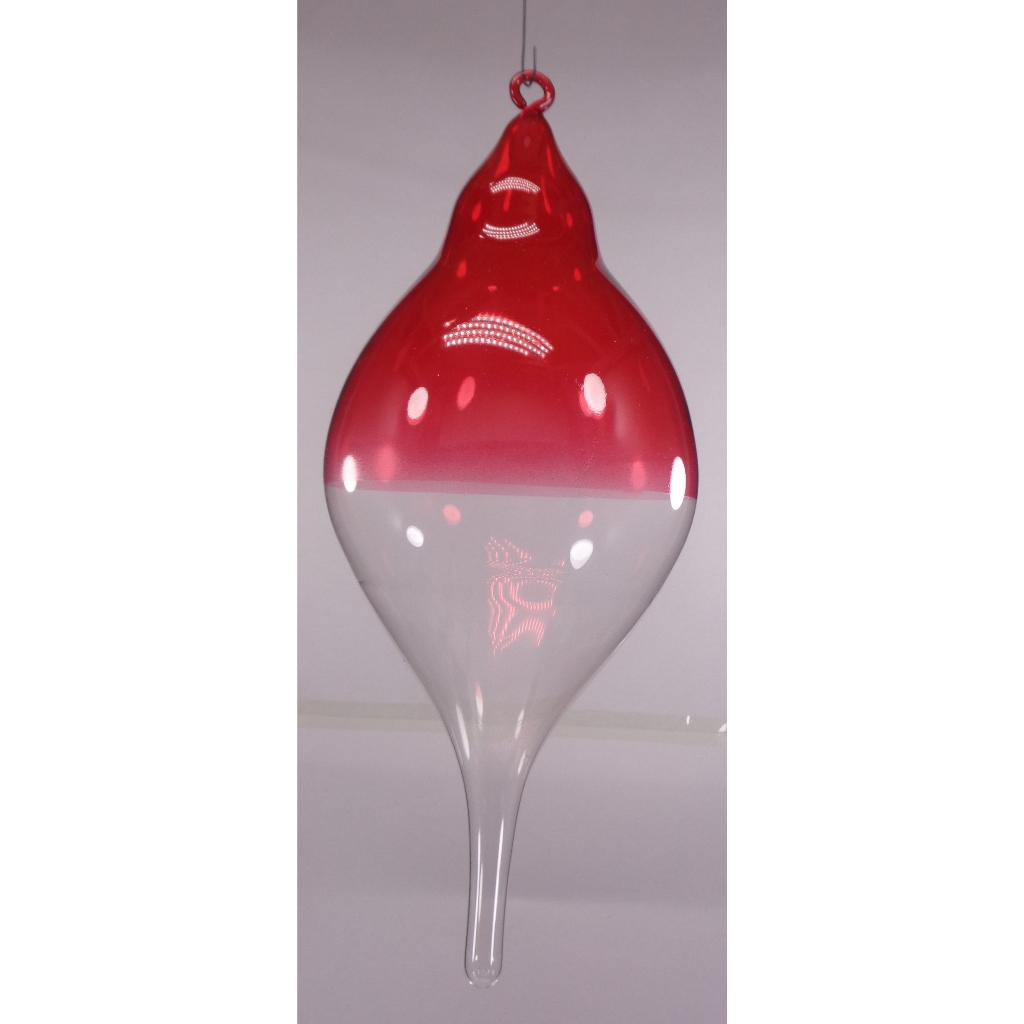 Gradient Red & Clear Christmas Balls 6pcs Set Handblown Glass Christmas Decor for Tree