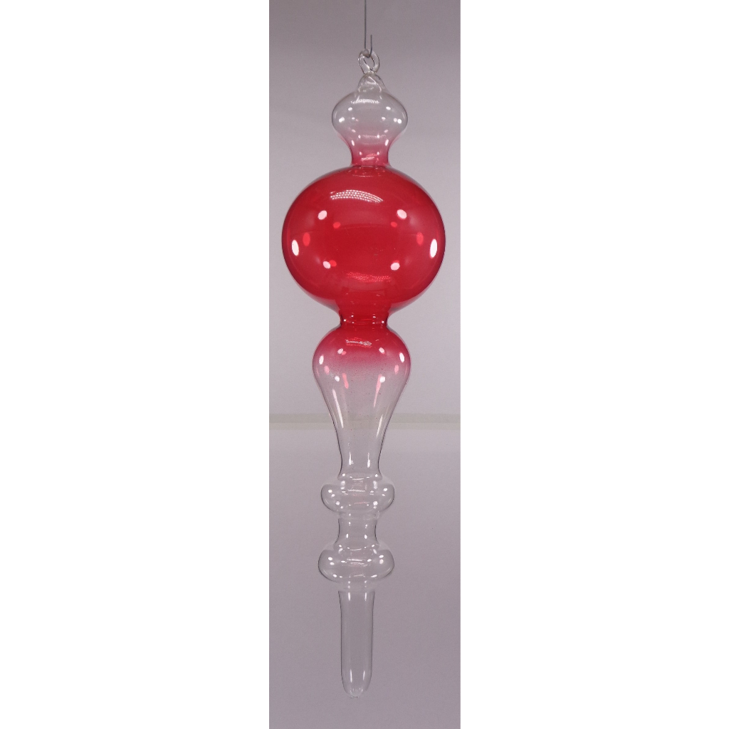 Gradient Red & Clear Christmas Balls 6pcs Set Handblown Glass Christmas Decor for Tree