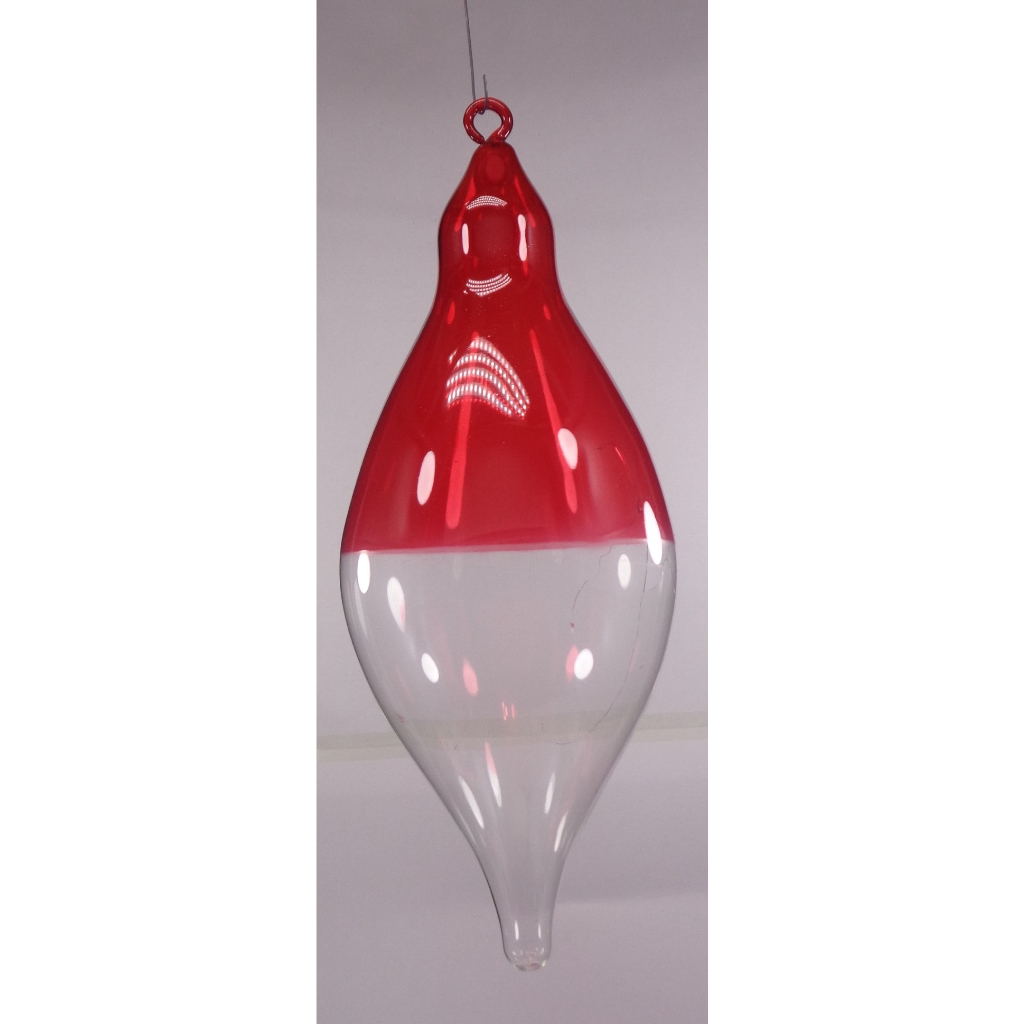 Gradient Red & Clear Christmas Balls 6pcs Set Handblown Glass Christmas Decor for Tree