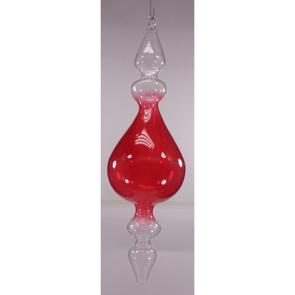 Gradient Red & Clear Christmas Balls 6pcs Set Handblown Glass Christmas Decor for Tree