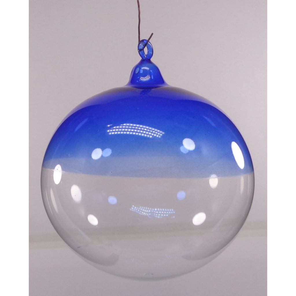 Gradient Blue & Clear Christmas Balls 6pcs Set Handblown Glass Christmas Decor for Tree