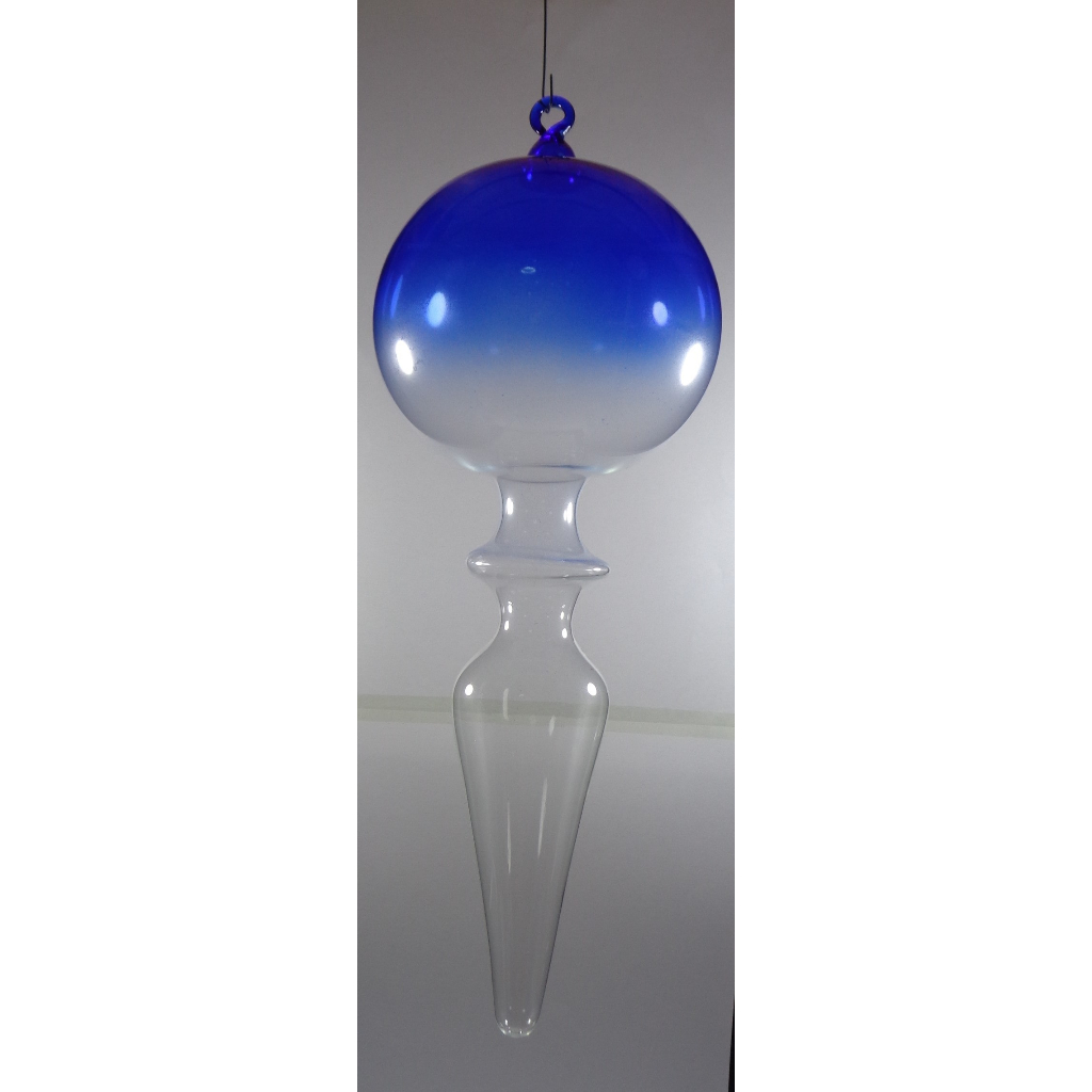 Gradient Blue & Clear Christmas Balls 6pcs Set Handblown Glass Christmas Decor for Tree
