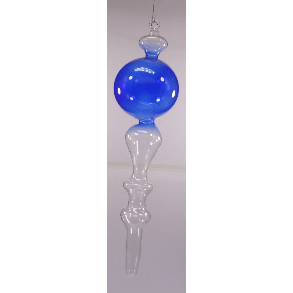 Gradient Blue & Clear Christmas Balls 6pcs Set Handblown Glass Christmas Decor for Tree