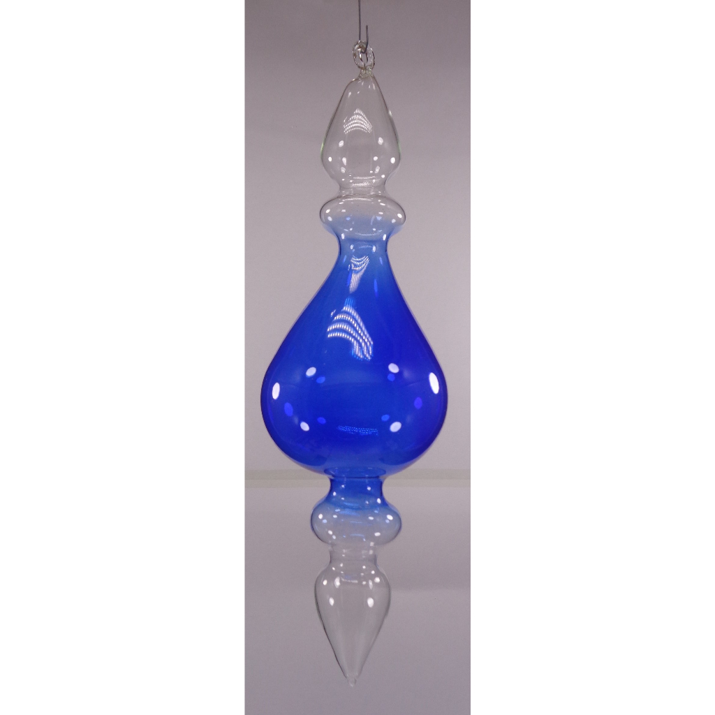 Gradient Blue & Clear Christmas Balls 6pcs Set Handblown Glass Christmas Decor for Tree