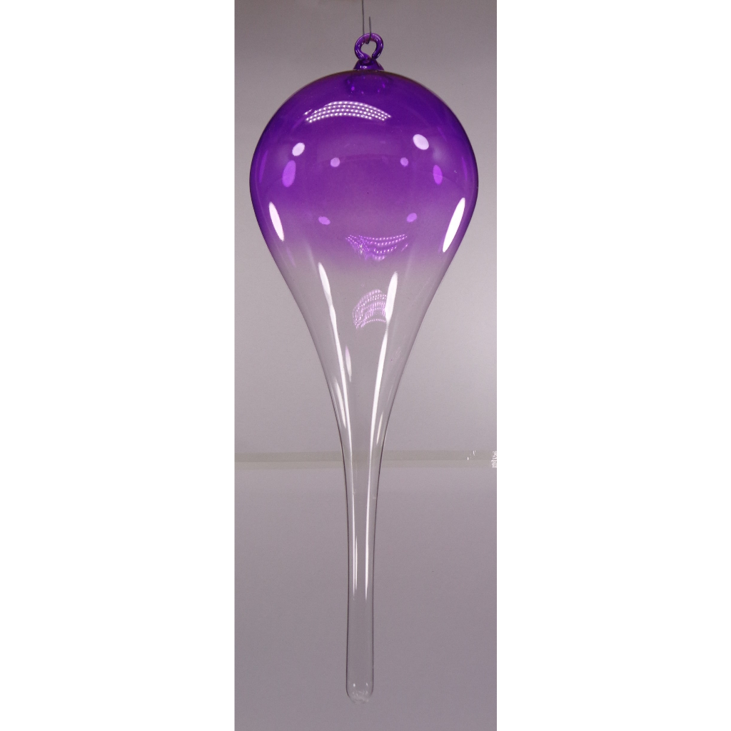 Gradient Purple & Clear Christmas Balls 6pcs Set Handblown Glass Christmas Decor for Tree