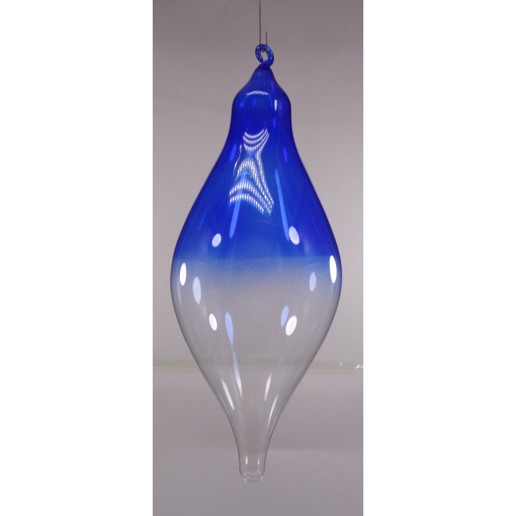 Gradient Blue & Clear Christmas Balls 6pcs Set Handblown Glass Christmas Decor for Tree