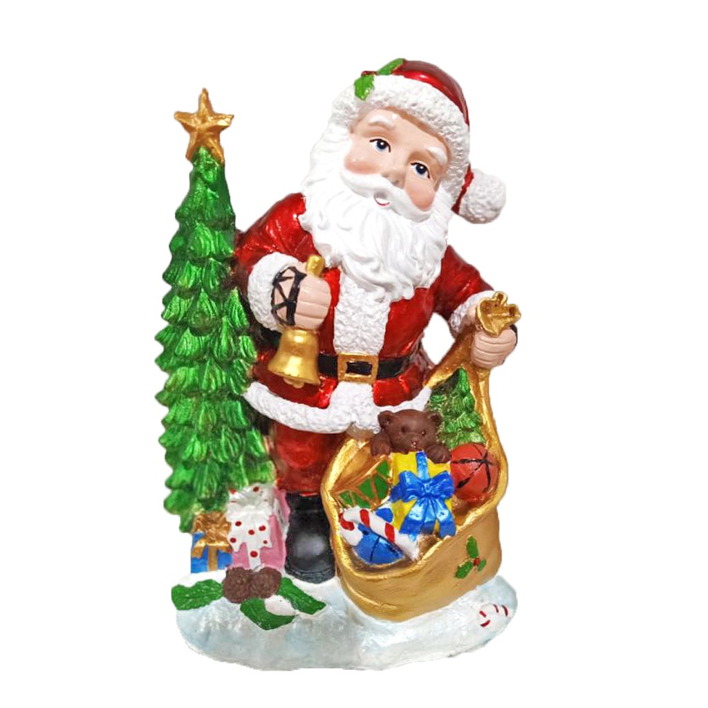Santa Claus with Xmas Tree & Gifts Christmas Decor Figurine Resin