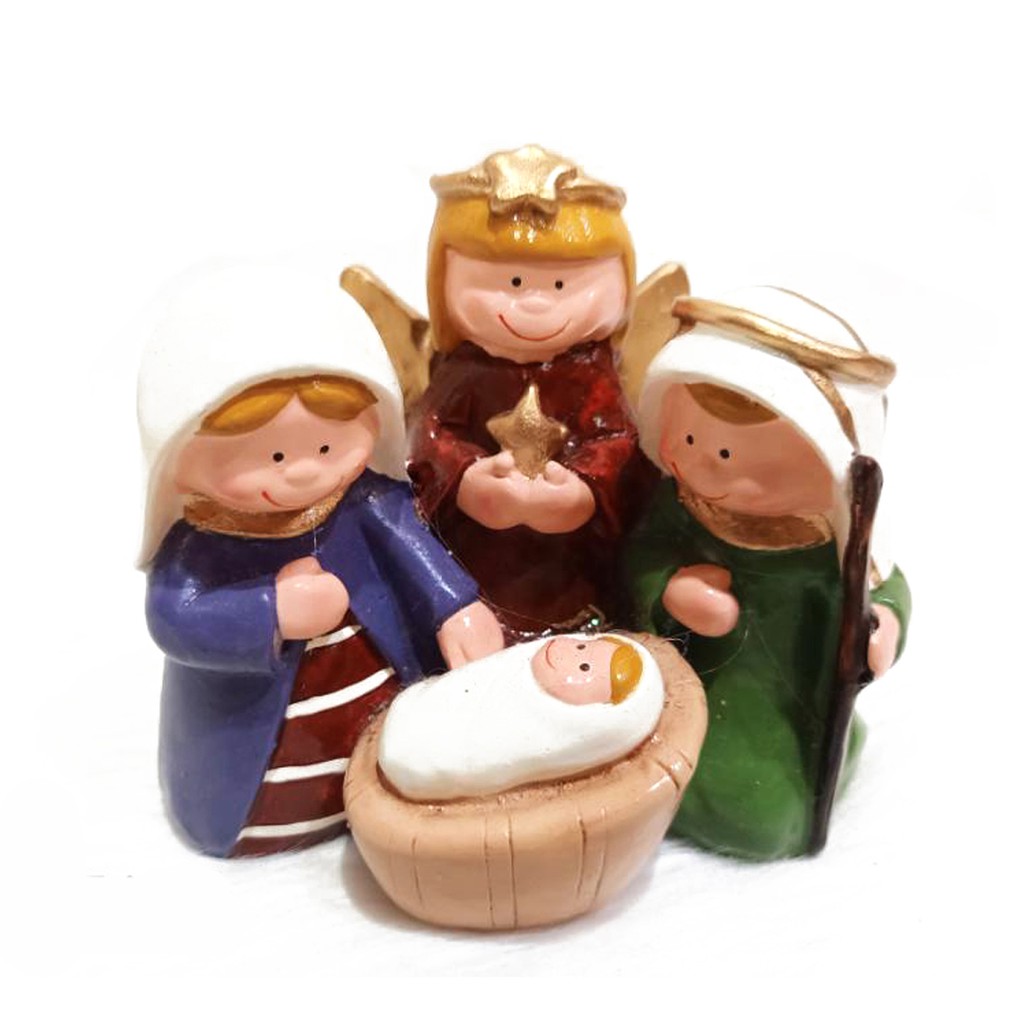 Nativity Set Cute Baby Jesus Silver 4" x 3.5"