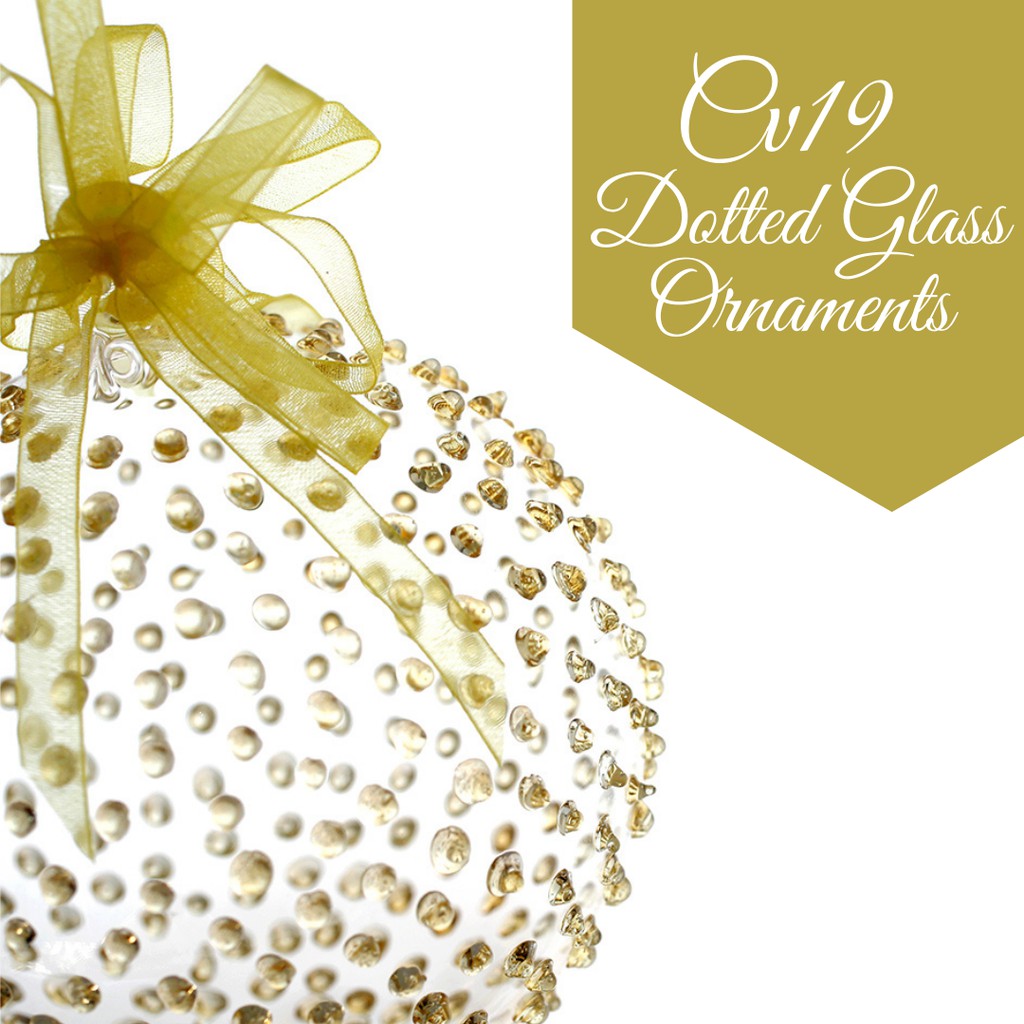 6pcs Glass Christmas Balls Ornaments Big & Small 8 Colors Dotted Design (6cm, 8cm, 9cm, 10cm)