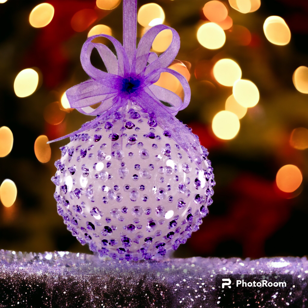 Set of 6pc Colored Dotted Corona Glass Christmas Ball Ornaments in 2.5”, 3”, 3.5”, 4” with Organza R
