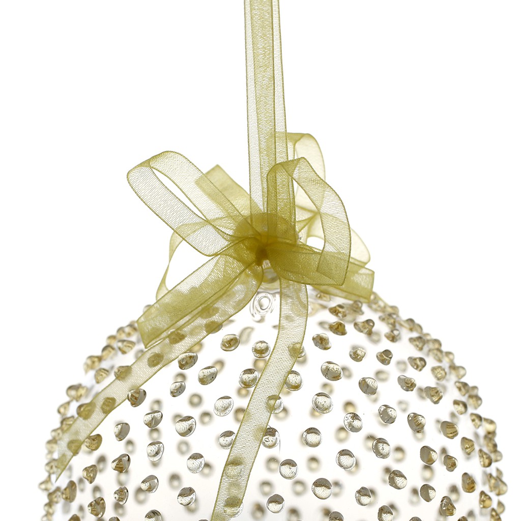 Set of 6pc Colored Dotted Corona Glass Christmas Ball Ornaments in 2.5”, 3”, 3.5”, 4” with Organza R