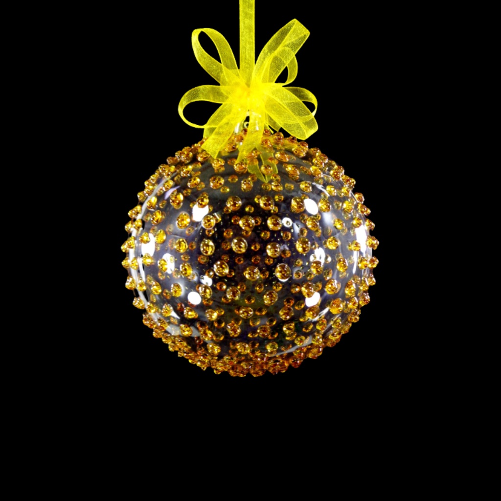 Set of 6pc Colored Dotted Corona Glass Christmas Ball Ornaments in 2.5”, 3”, 3.5”, 4” with Organza R