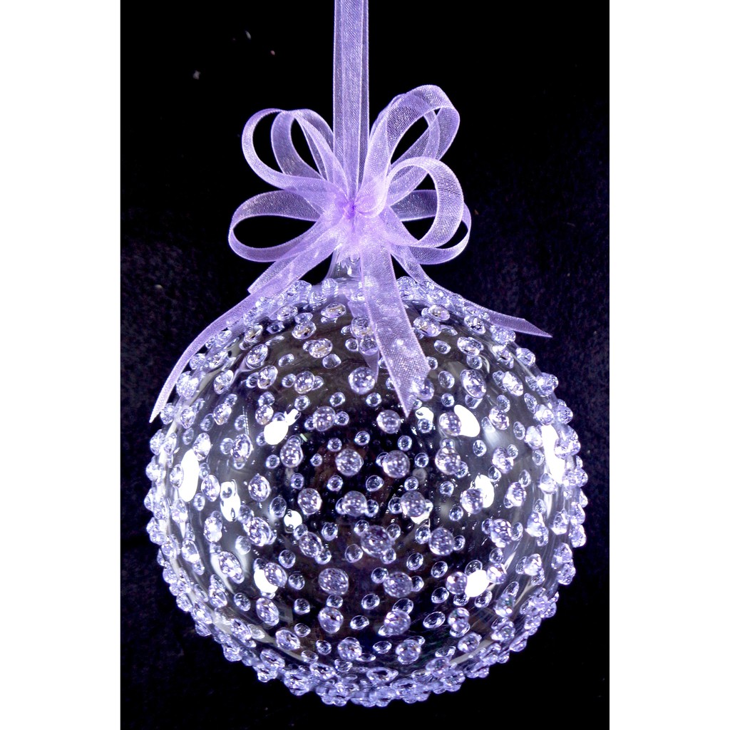Set of 6pc Colored Dotted Corona Glass Christmas Ball Ornaments in 2.5”, 3”, 3.5”, 4” with Organza R