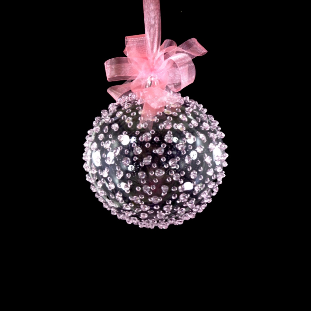 Set of 6pc Colored Dotted Corona Glass Christmas Ball Ornaments in 2.5”, 3”, 3.5”, 4” with Organza R
