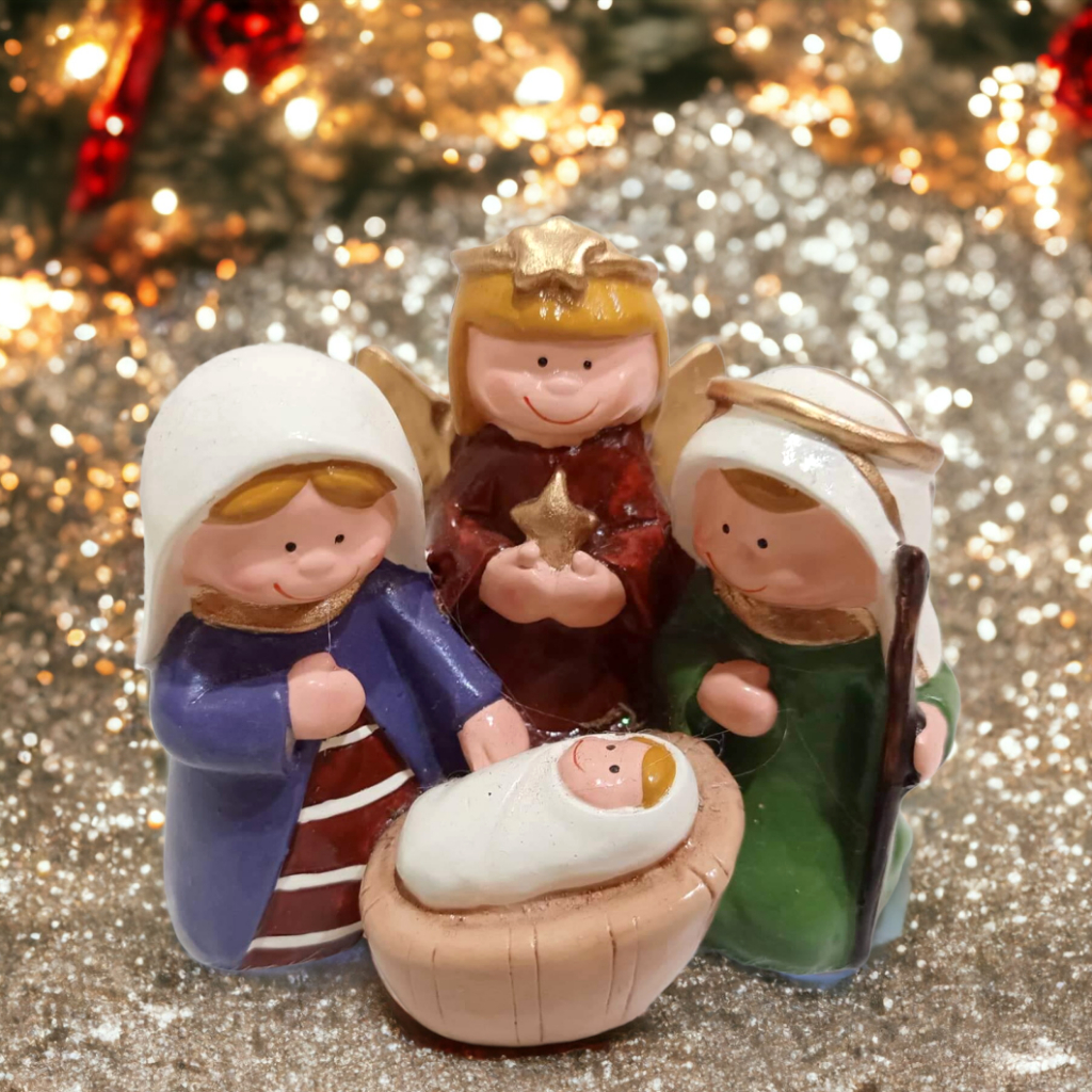 Christmas Belen Nativity Set Fiber Resin 4" Mini Handmade Christmas Decorations for Home