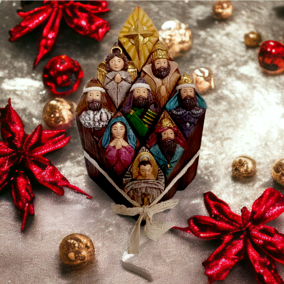 Nativity Set Puzzle Fiber Resin 9" Handmade Christmas Decorations for Home