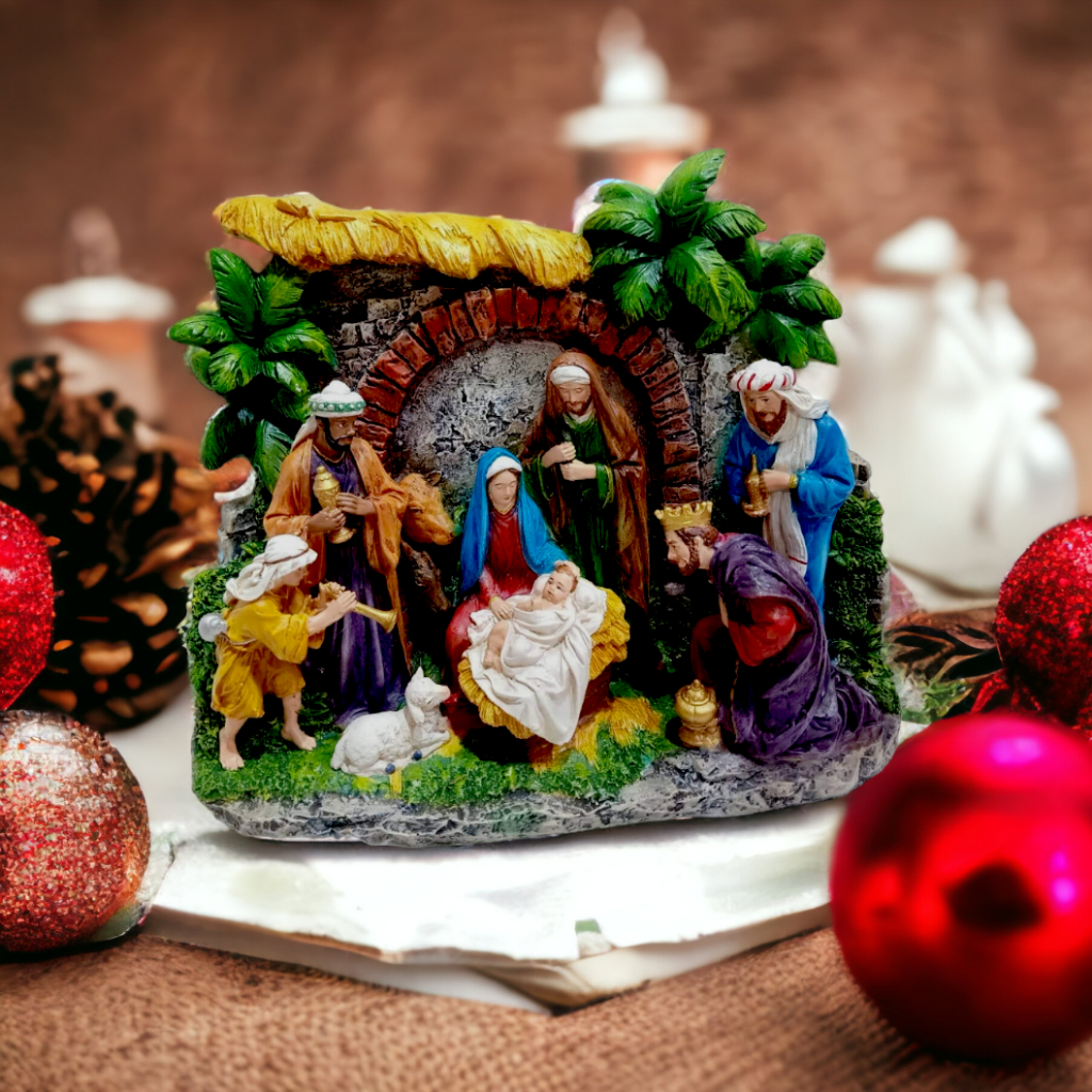 13 Inches Christmas Belen Nativity Set Fiber Resin Handmade Christmas Decorations for Home