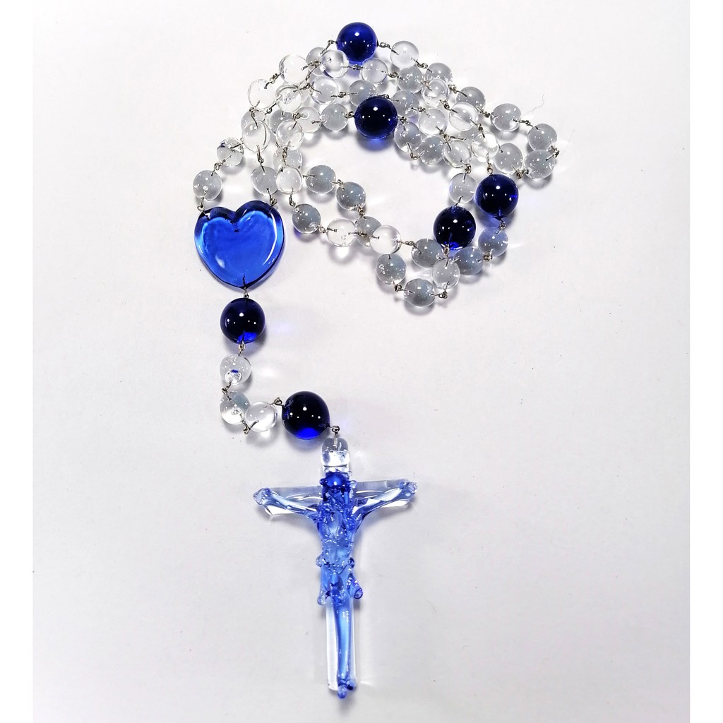 Glass Rosary Handmade Religious Items 7 Spot Colors