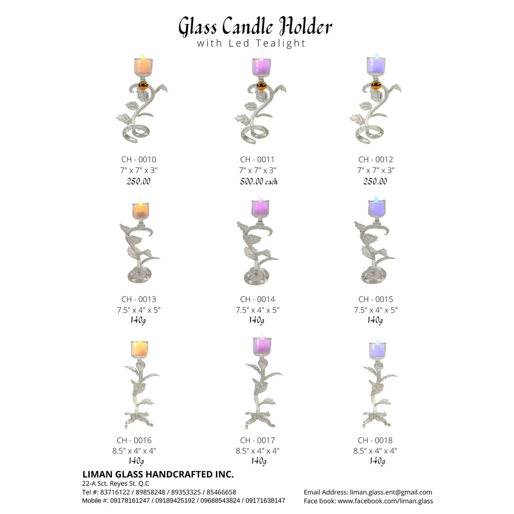 Glass Candle Holder Stand Set for Table with LED Tealight - Image 4