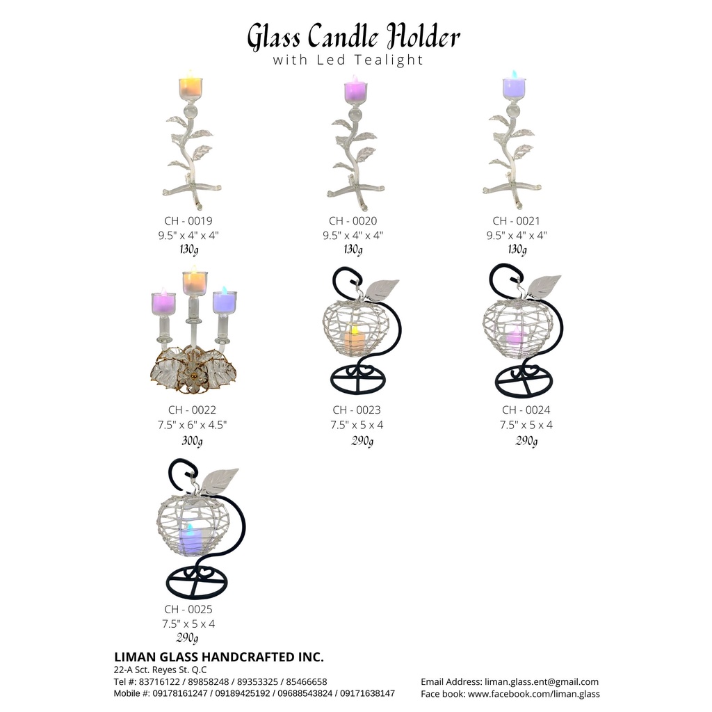 Glass Candle Holder Stand Set for Table with LED Tealight - Image 6