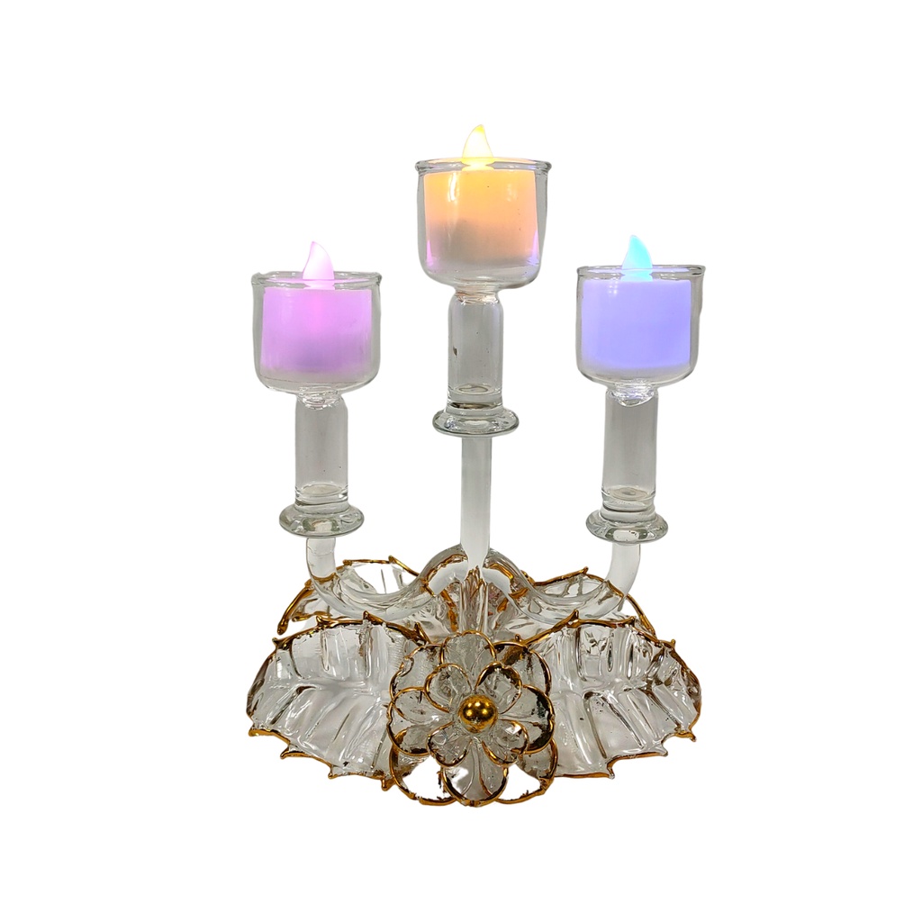 Candelabra Candle Holder Glass with LED Tealight CH-022