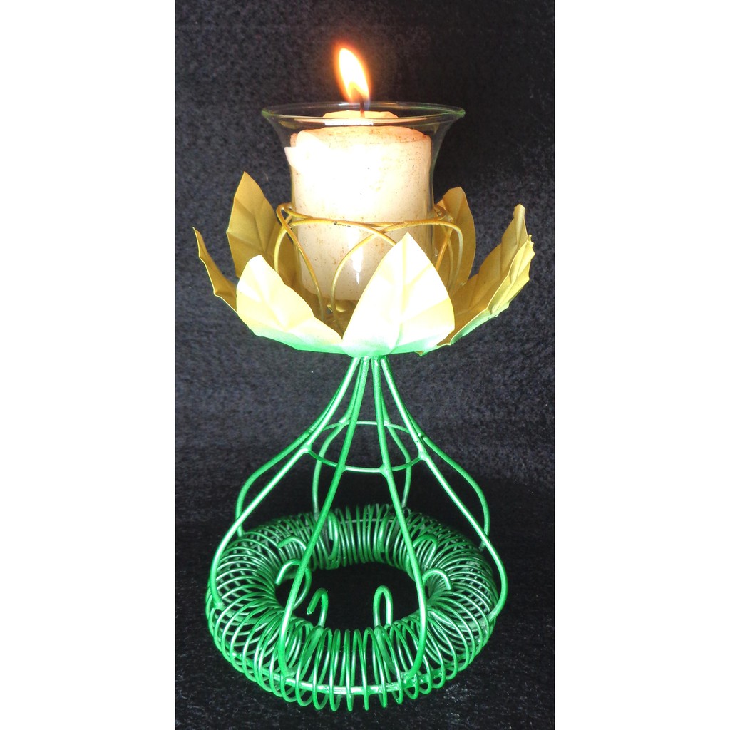 Decorative Tins and Wires Candle Holders with Glass Ornaments for Wedding Decor and Home Decor
